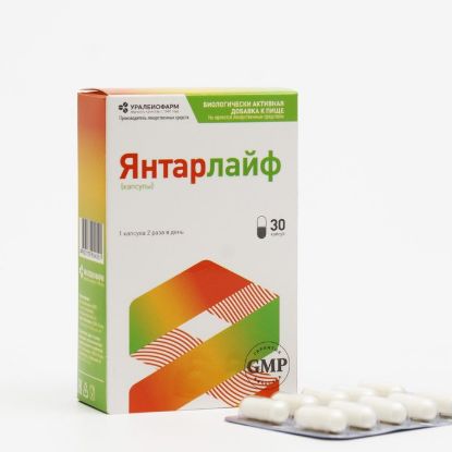 Изображение Янтарлайф, янтарная кислота с витаминами B1 и B6, 30 капсул