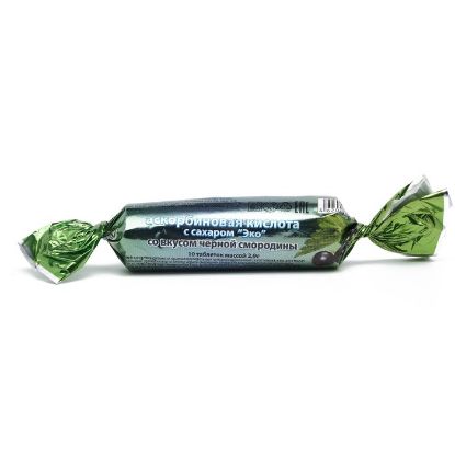 Изображение Аскорбиновая кислота со вкусом черной смородины Экотекс, 10 таблеток по 2,9 г
