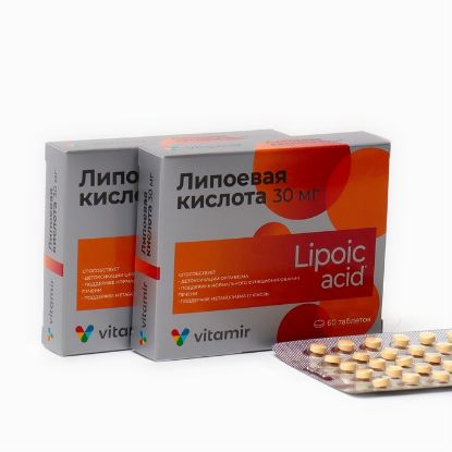 Изображение Липоевая кислота Витамир, 2 упаковки по 60 таблеток