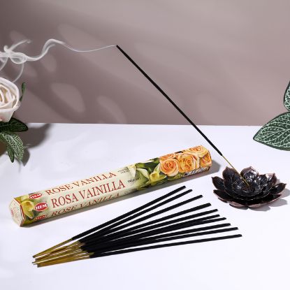 Изображение Благовония HEM "Vanilla Rose. Ваниль и Роза", 20 палочек в упаковке, шестигранник