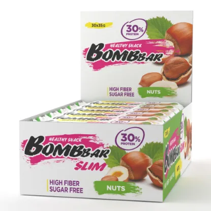 Изображение Батончик "BOMBBAR SLIM" арахис, фундук 35гр. х 30 шт