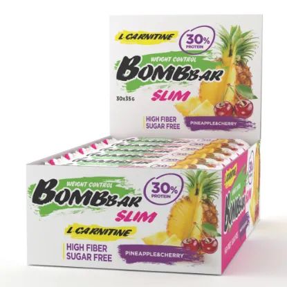 Изображение Батончик "BOMBBAR SLIM" L-Carnitine, ананас, вишня 35гр. х 30