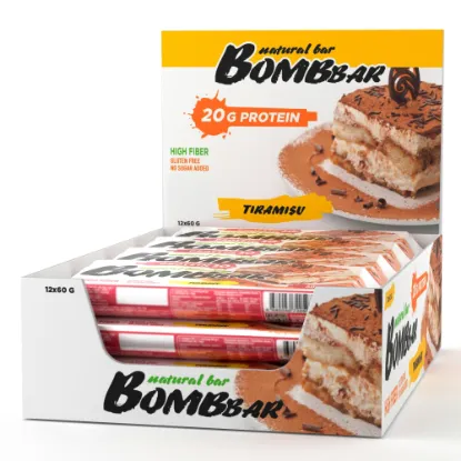 Изображение Батончик неглазированный со вкусом "тирамису", ТМ "Bombbar", 60 гр. 12 шт.