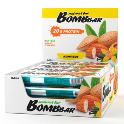 Изображение Батончик неглазированный "миндаль-ваниль", ТМ "Bombbar", 60 гр. 12 шт.
