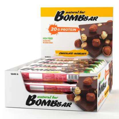 Изображение Батончик неглазированный "шоколад- фундук", ТМ "Bombbar", 60 гр. 12 шт