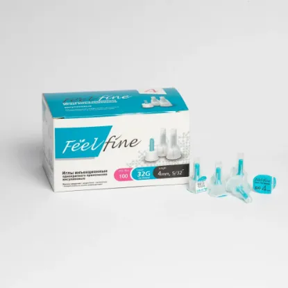 Изображение Иглы ФилФайн / FeelFine 32G для шприц-ручек, длина 4 мм, 100 шт.