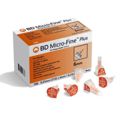 Изображение Иглы Микро-Файн Плюс / Micro-Fine Plus 31G для шприц-ручек, длина 6 мм, 100 шт.